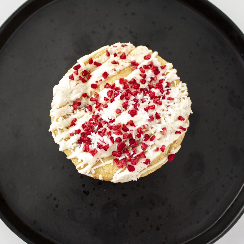 Raspberry, Coconut & White Chocolate Stuffed Deluxe Cookie