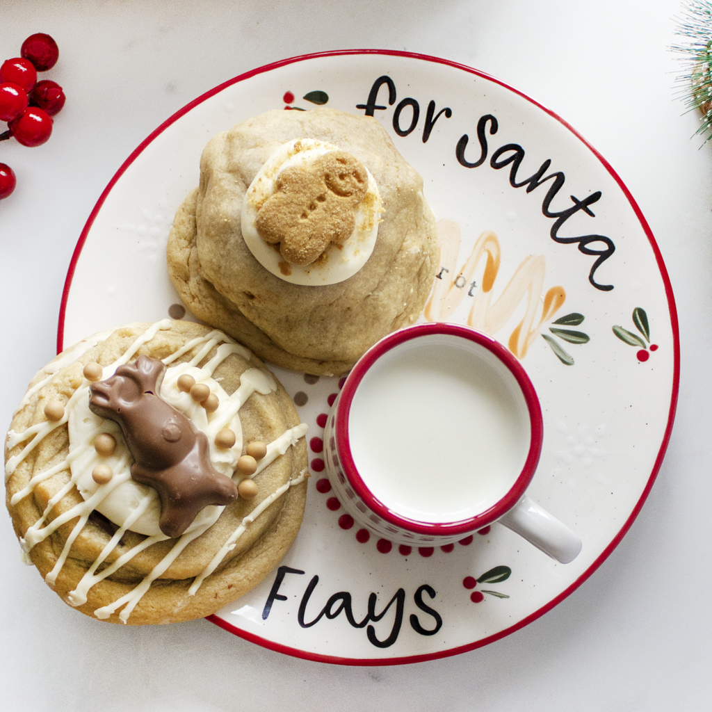 Christmas Cookie Decorating Ideas with Gingerbread Deluxe Cookie on a Chrismas decorative plate with "for Santa"