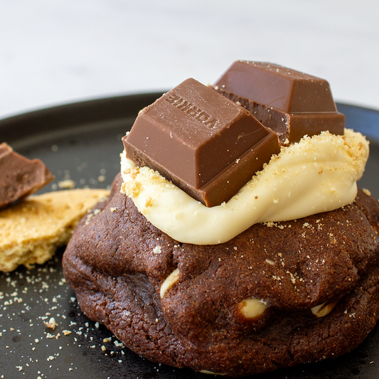 DoughGirl chocolate cookie topped with Yorkie, Biscuit & Brownie Bar