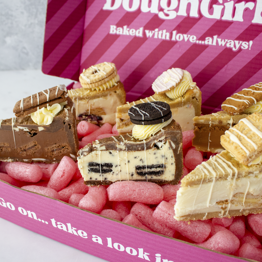 DoughGirl Christmas cookie gift box with assorted cookie pies, brownies and festive baked treats