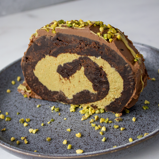 Pistachio Brownie Roll Slice