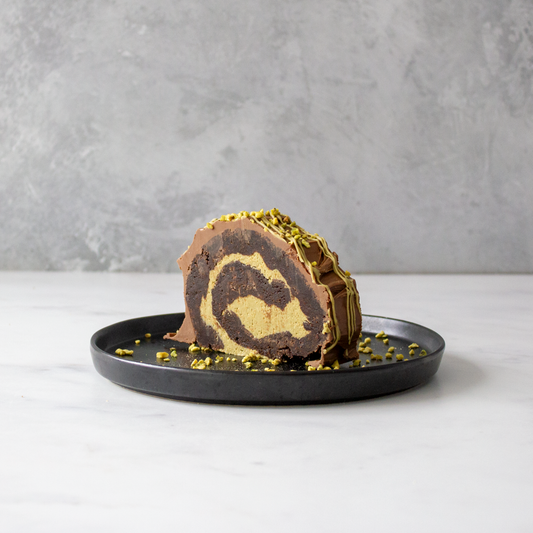 Pistachio Brownie Roll Slice