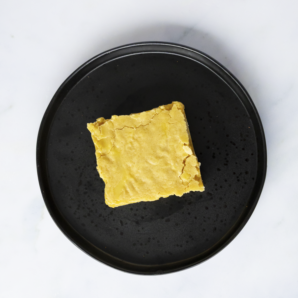 Classic Brookie Slab on a black plate with a white background