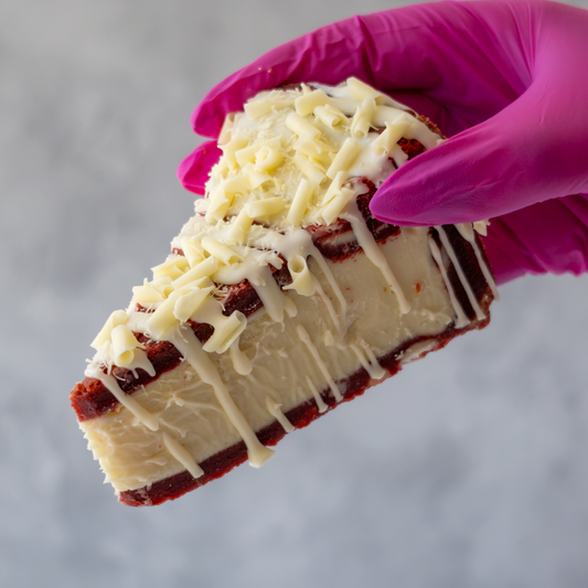 Red Velvet Cookie Pie Slice