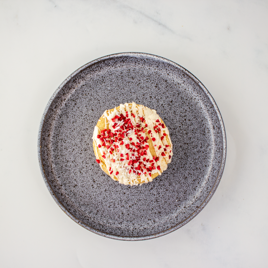 Raspberry, Coconut & White Chocolate Stuffed Deluxe Cookie