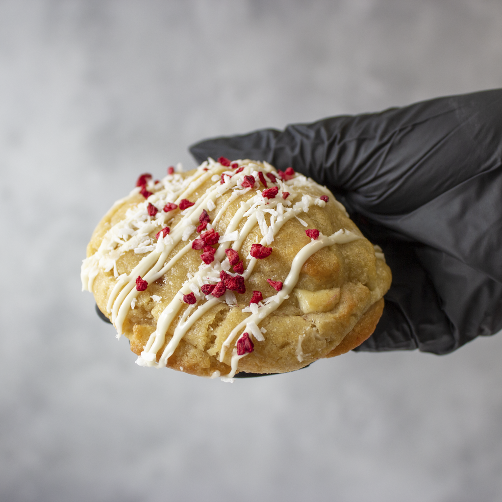 Raspberry, Coconut & White Chocolate Deluxe Cookie