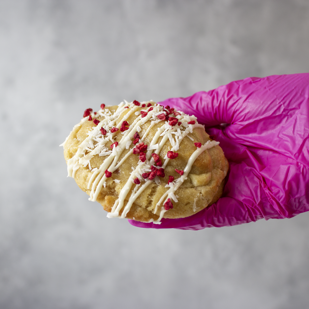 Raspberry, Coconut & White Chocolate Deluxe Cookie